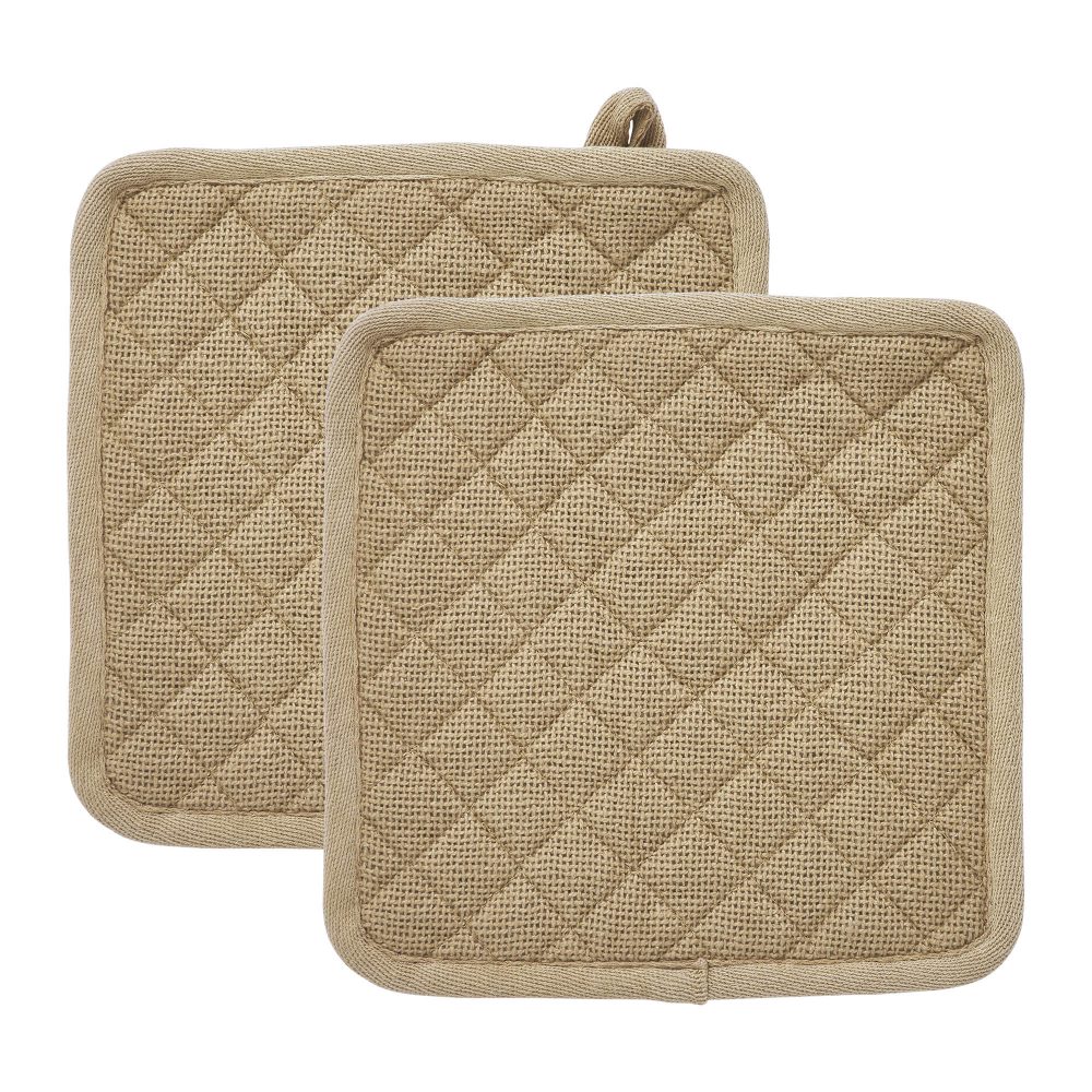 Burlap Natural Pot Holder Set of 2 8x8