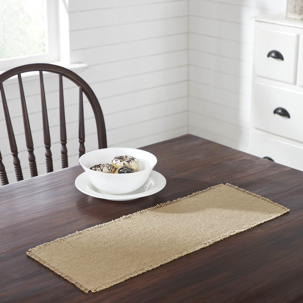 Burlap Natural Runner Fringed 8x24