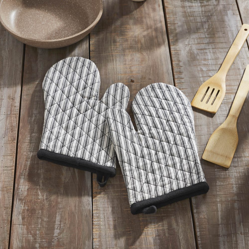 Sawyer Mill Black Ticking Stripe Oven Mitt Set of 2