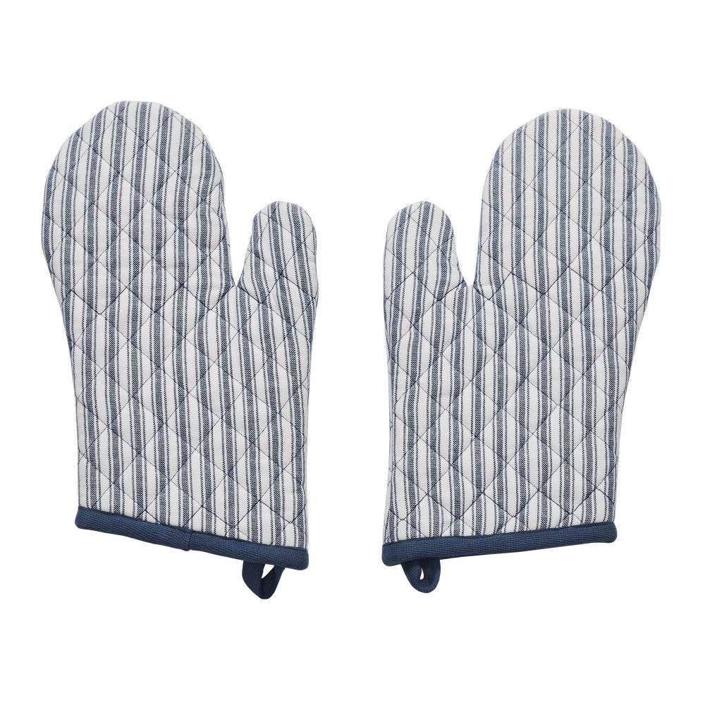 Sawyer Mill Blue Ticking Stripe Oven Mitt Set of 2