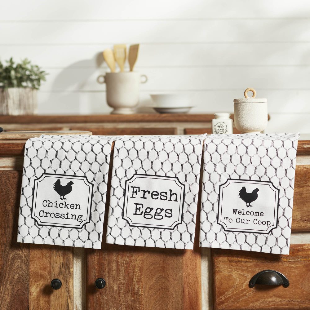 Down Home Chicken Crossing Tea Towel Set of 3 19x28