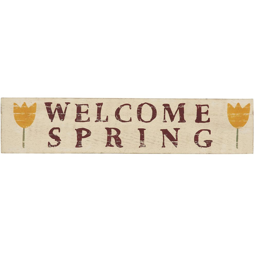 Welcome Spring Wooden Sign 3x14