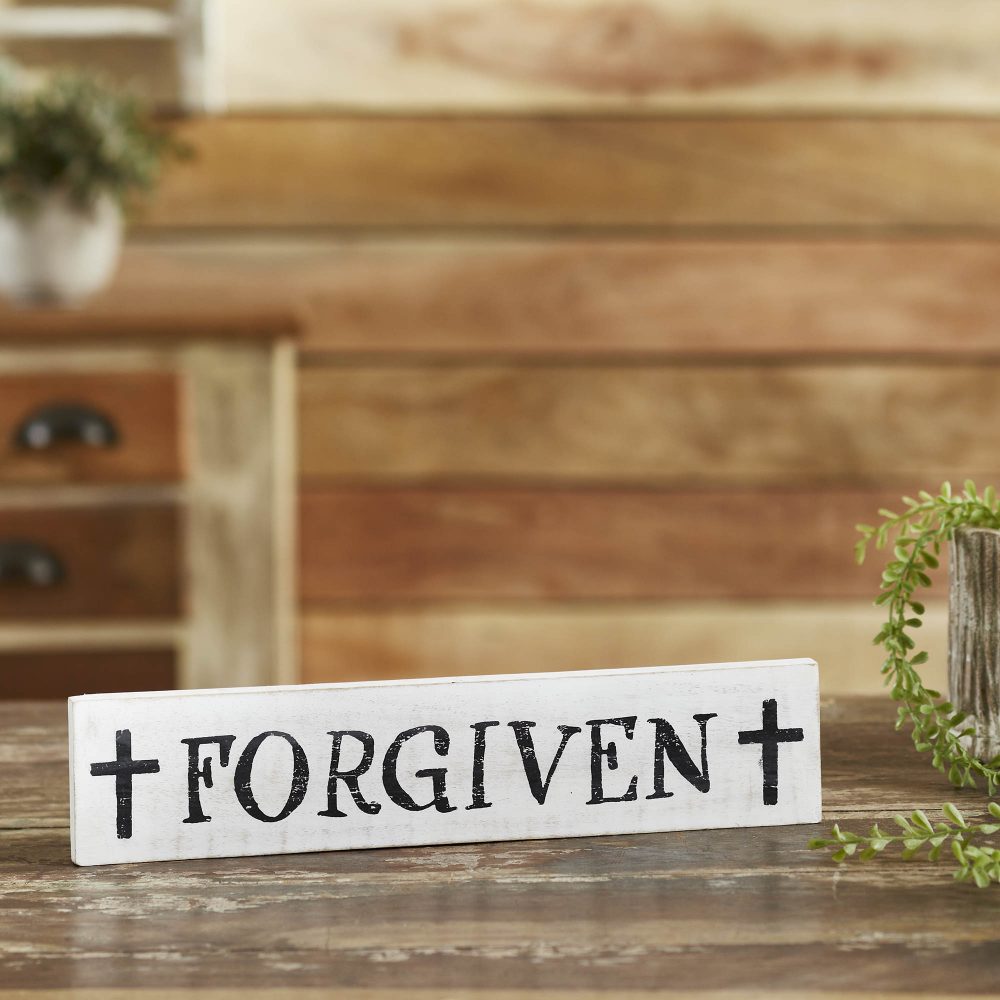 Forgiven with Crosses Wooden Sign 3x14