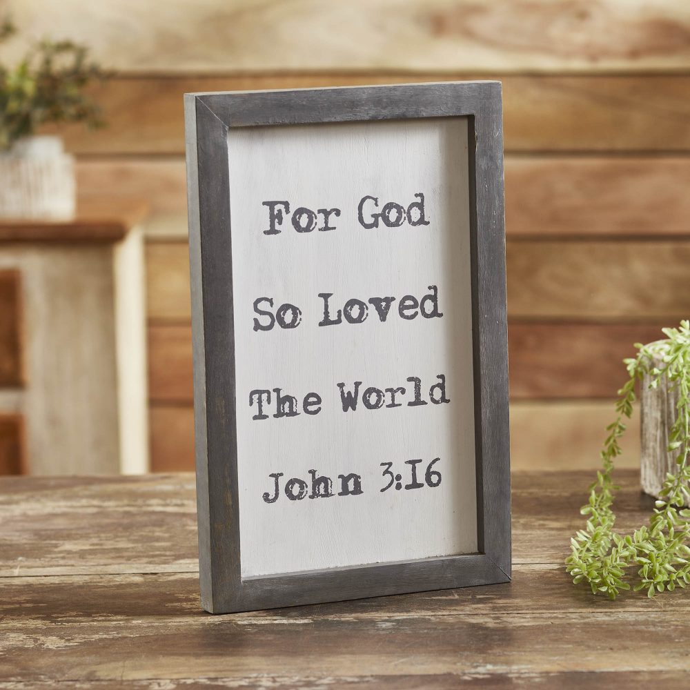 John 3:16 Wooden Shadow Box Frame 14x9x1