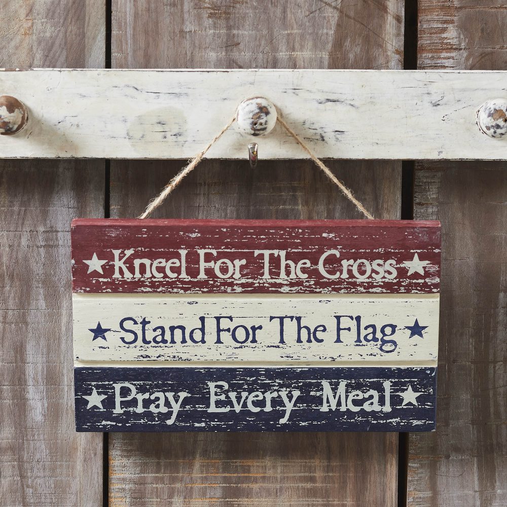 Kneel Stand Pray Wooden Sign 5.25x9x0.75