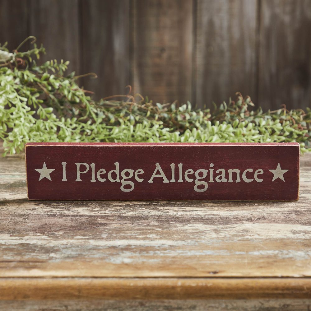 I Pledge Allegiance Red Wooden Sign 2.75x13