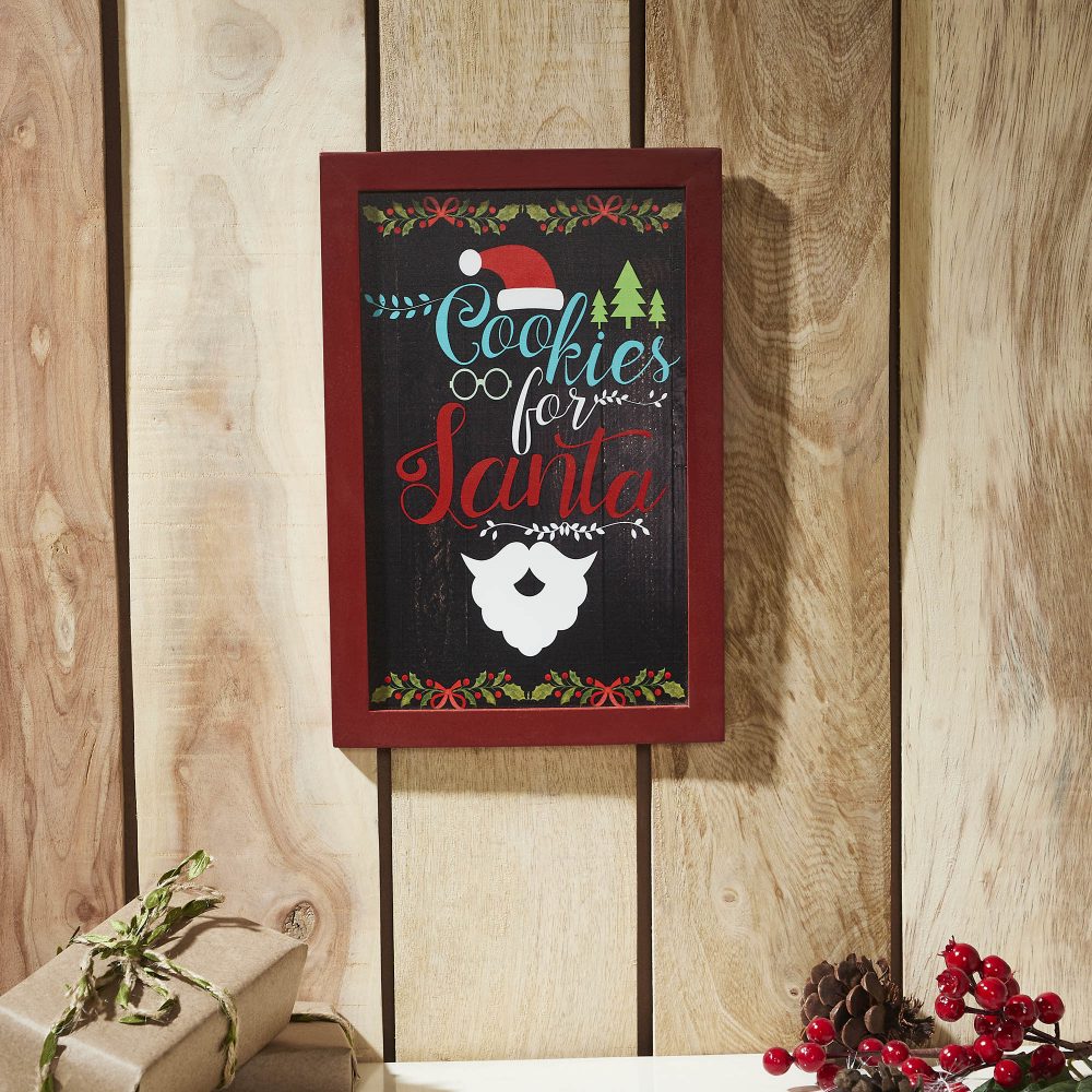 Cookies For Santa Framed Wall Hanging Sign 12x8