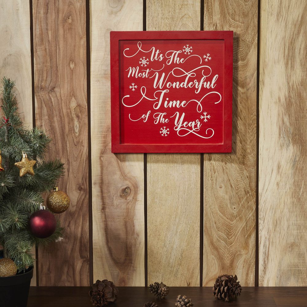 It's The Most Wonderful Time Red Wall Hanging Sign 11x11