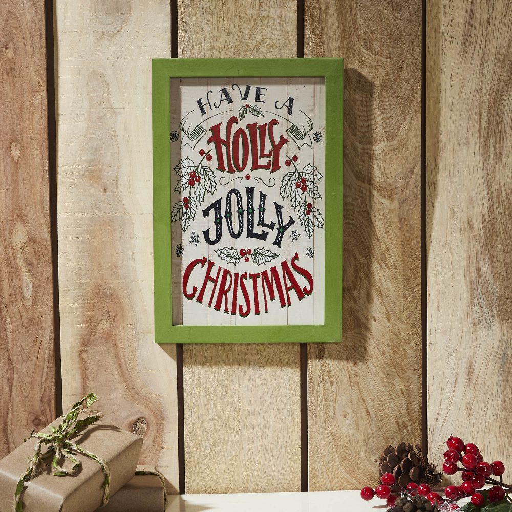 Have A Holly Jolly Christmas Framed Wall Hanging Sign 12x8