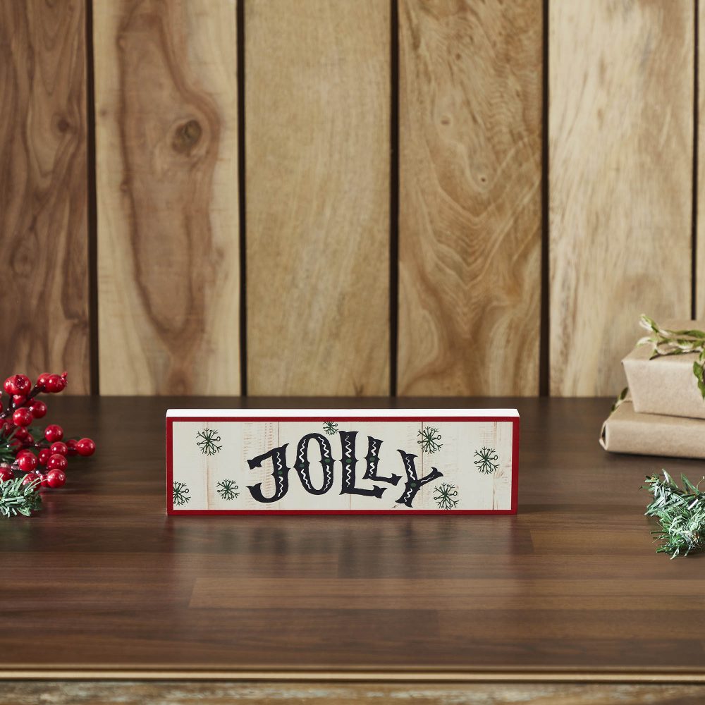 Jolly Snowflake Block Sign 3x10