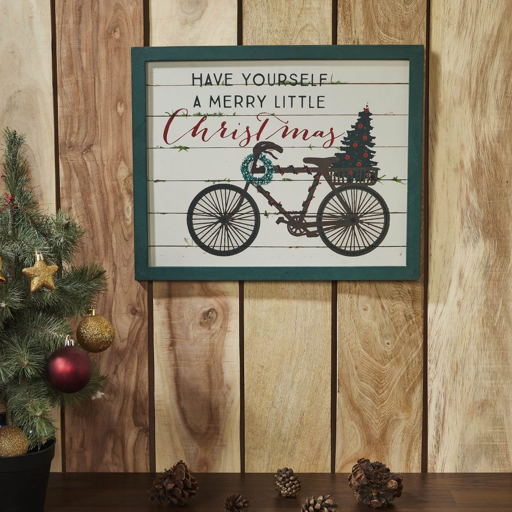 Have Yourself A Merry Little Christmas Bicycle Wall Hanging Sign 13x16