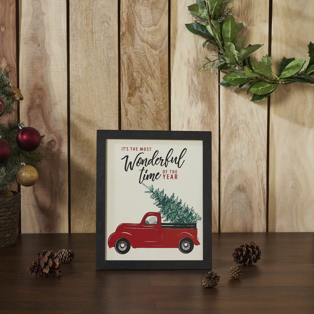 It's The Most Wonderful Time Truck Framed Wall Hanging Sign 12x10