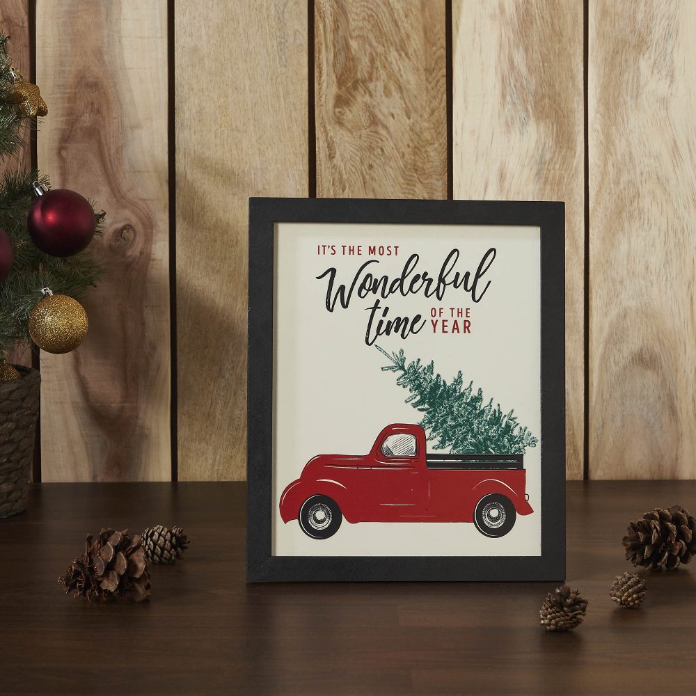 It's The Most Wonderful Time Truck Framed Wall Hanging Sign 12x10