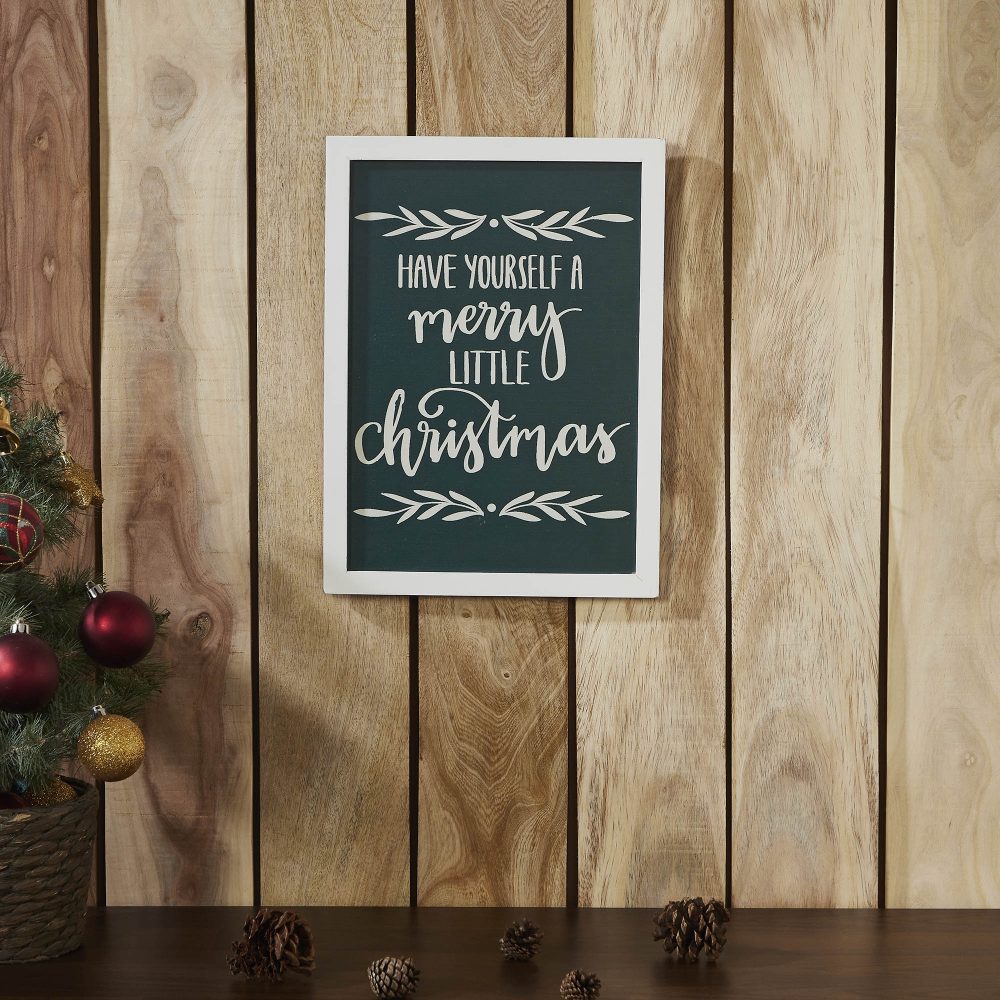 Have Yourself A Merry Little Christmas Green Wall Hanging Sign 15x11