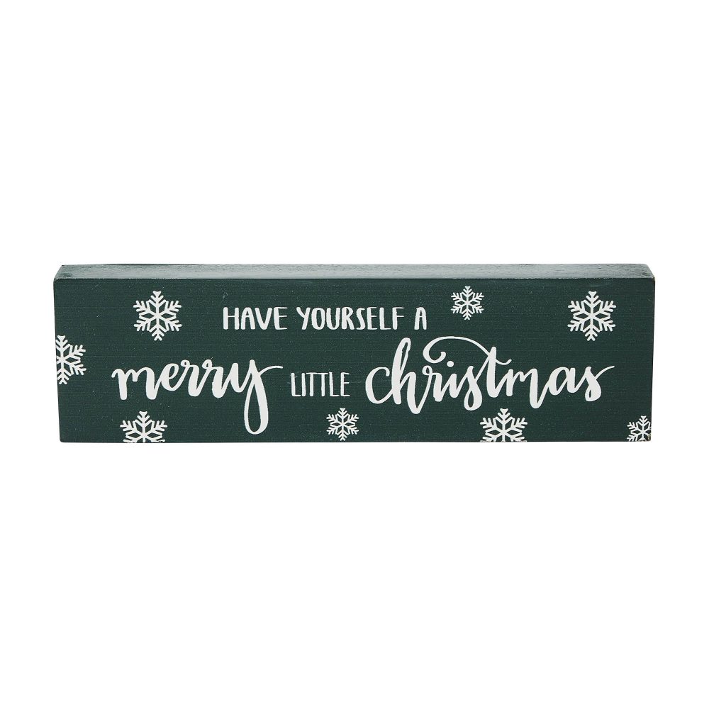 Have Yourself A Merry Little Christmas Green Block Sign 3x10