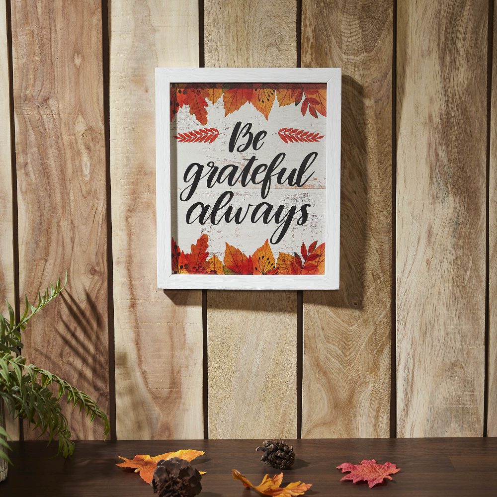 Be Grateful Always Fall Leaves Wall Sign 12x10