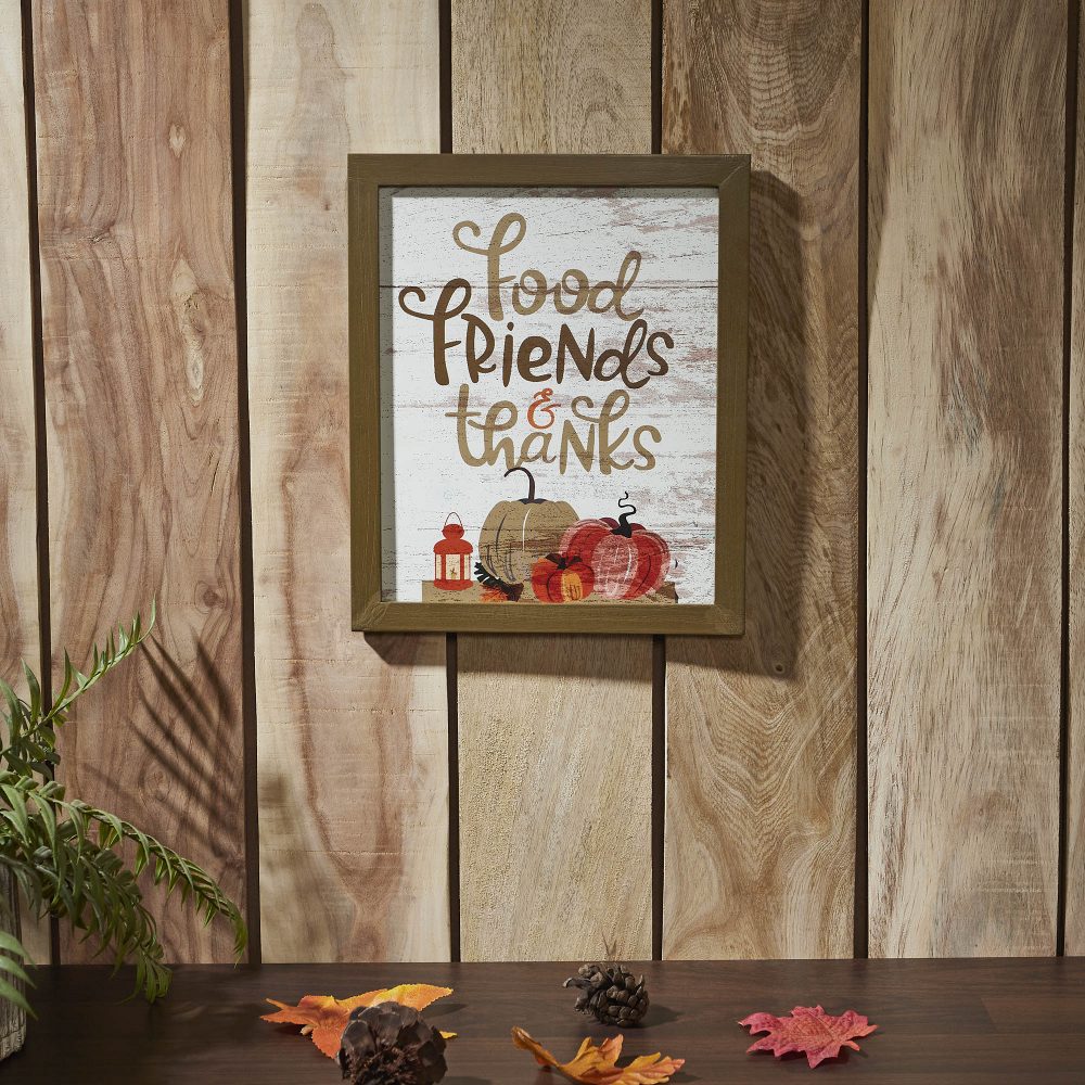 Food Friends & Thanks Wall Sign 12x10