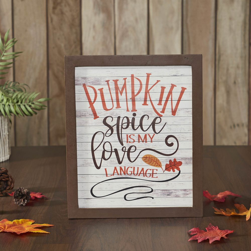 Shiplap Pumpkin Spice Is My Language Wall Sign 12x10