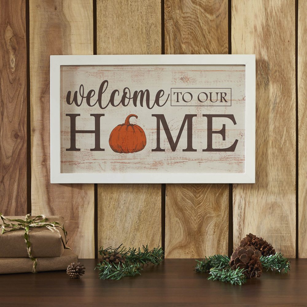 Welcome To Our Home Pumpkin Wall Sign 10x16