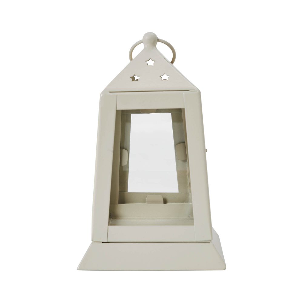 Metal Lantern Antique White Tealight Holder 7x4.5x4.5