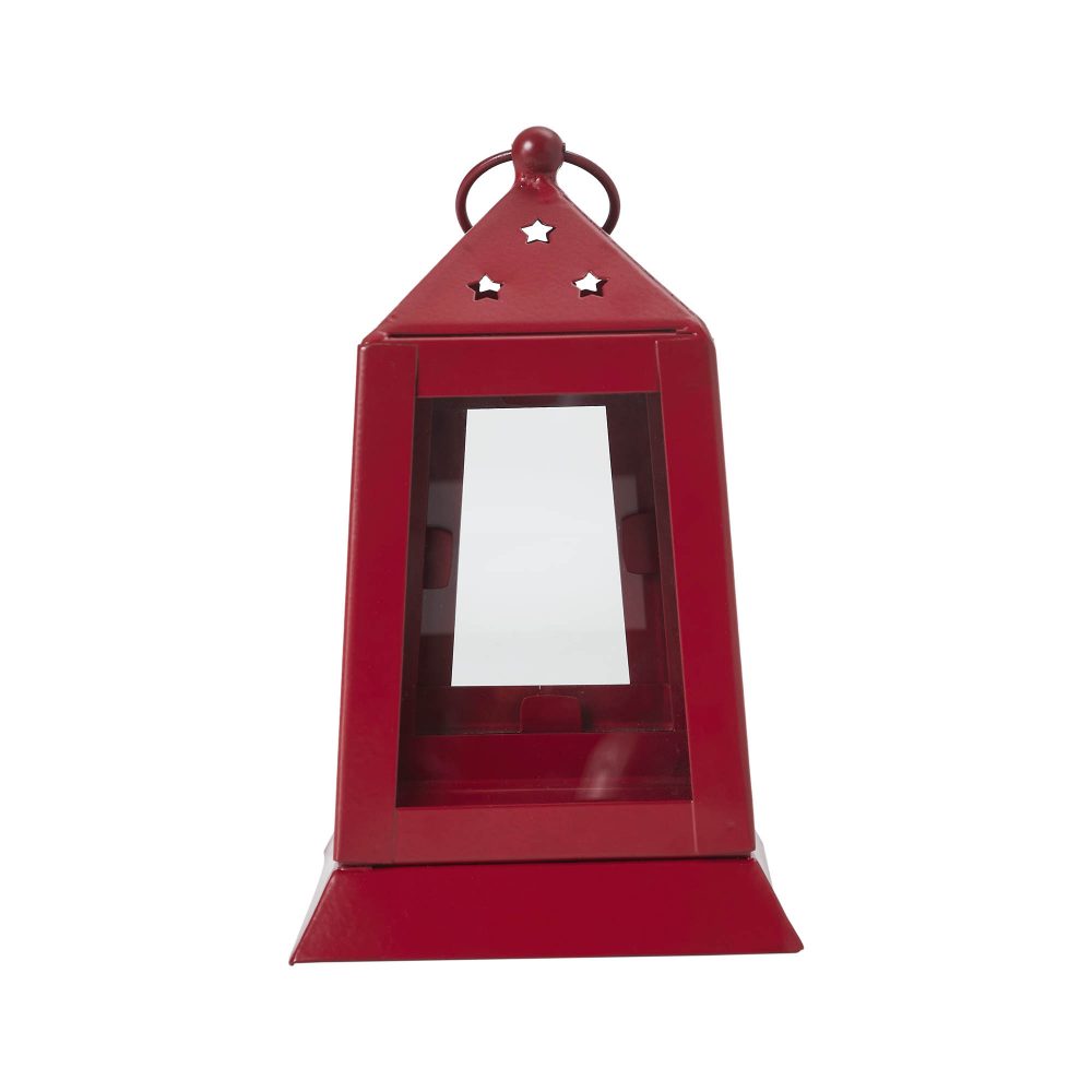 Metal Lantern Barn Red Tealight Holder 7x4.5x4.5