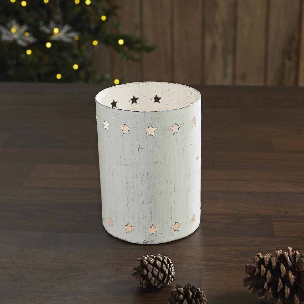 Votive Candle Holder Stars White 6x4.25x4.25