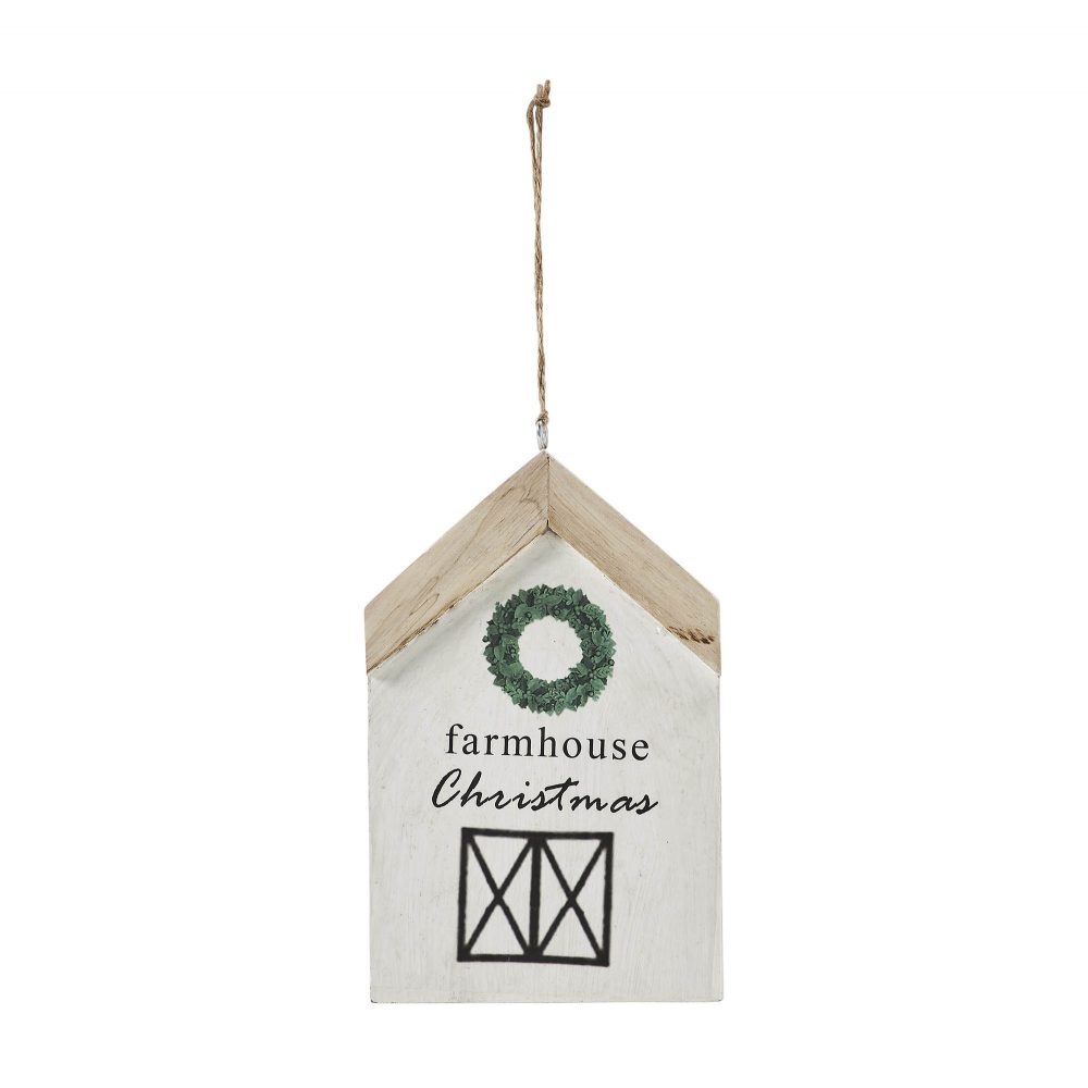 Farmhouse Christmas Wreath Hanging Ornament 7x4x0.5