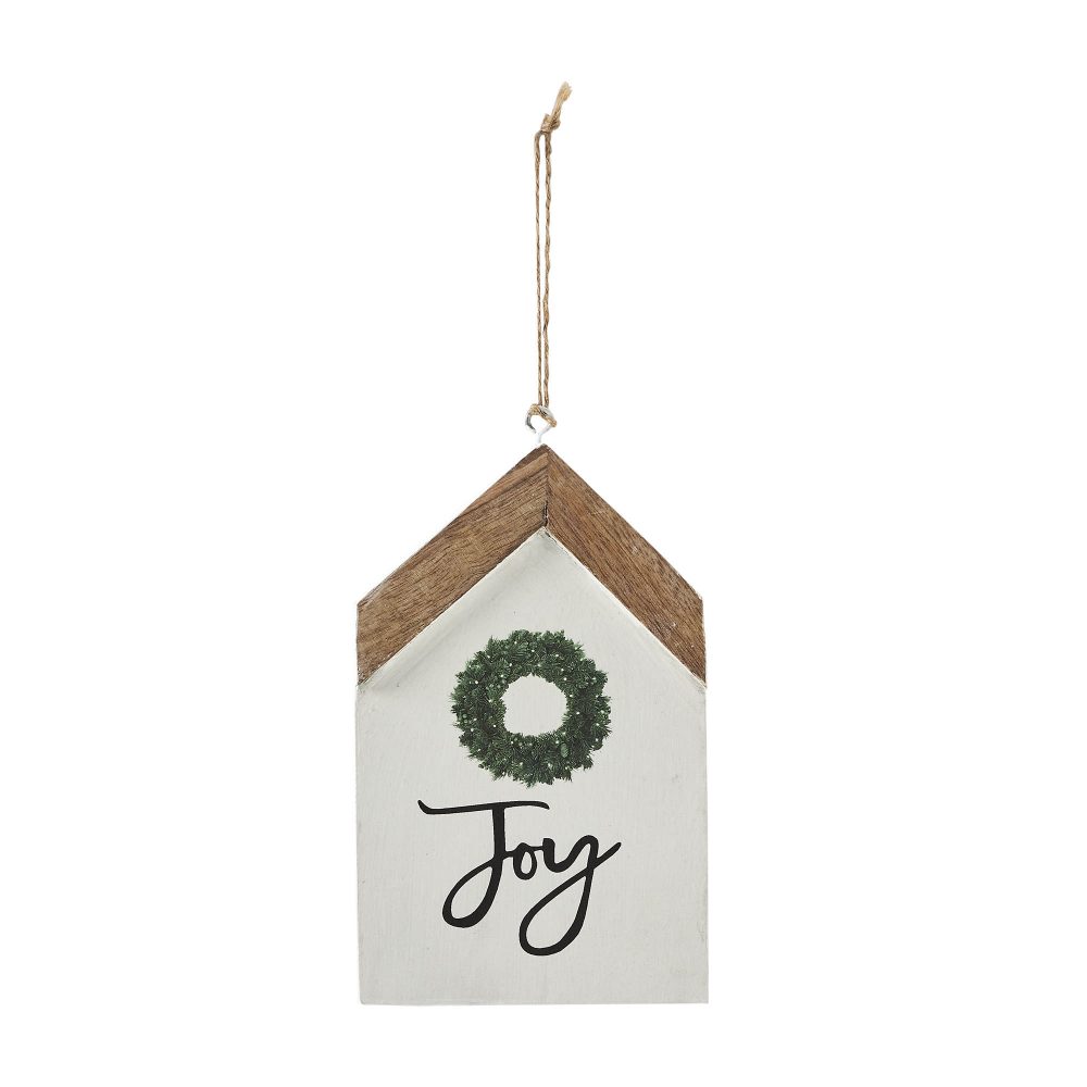 Joy Wreath Hanging Ornament 7x4x0.5