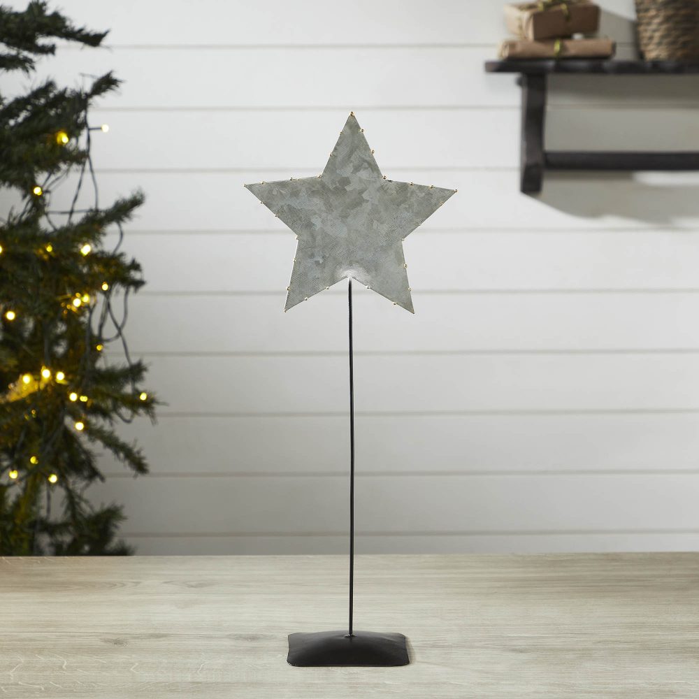 Decorative Galvanized Metal Star With Base 16x6x3