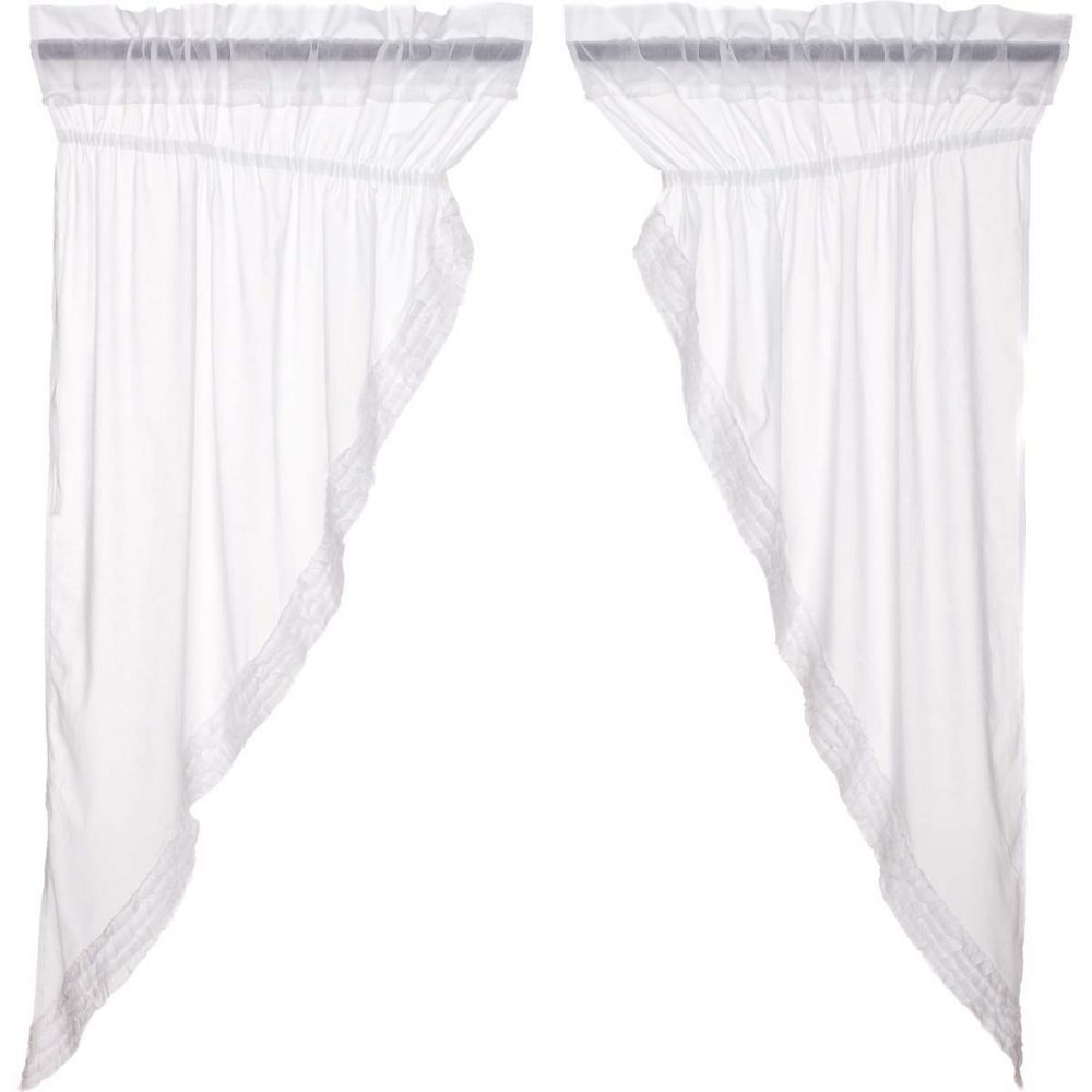 White Ruffled Sheer Prairie Short Panel Set 2 63x36x18