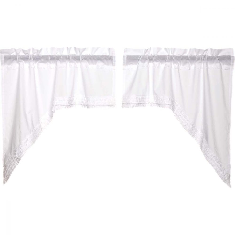 White Ruffled Sheer Swag Set of 2 36x36x16