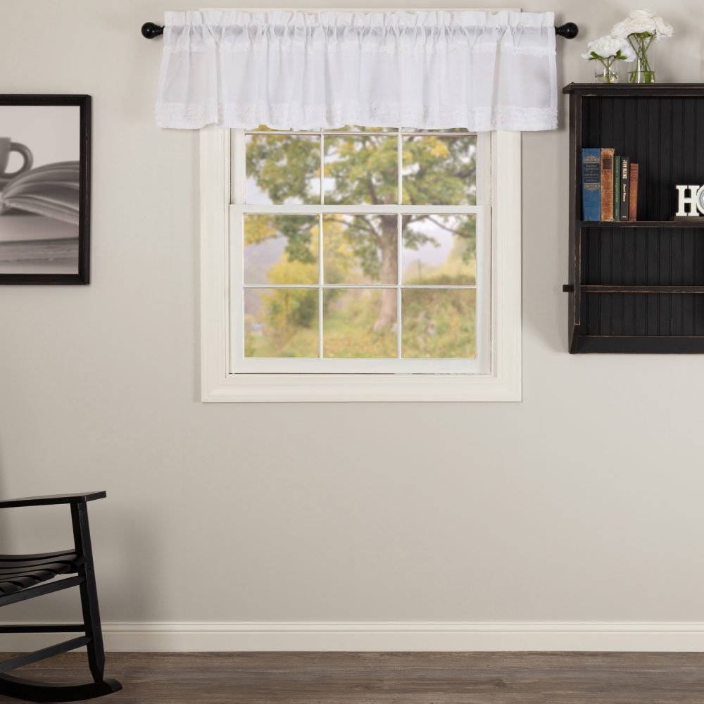 White Ruffled Sheer Valance 16x90