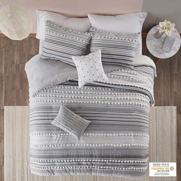 Urban Habitat Calum Cotton Jacquard Duvet Cover Set in Grey, Full/Queen UH12-2300