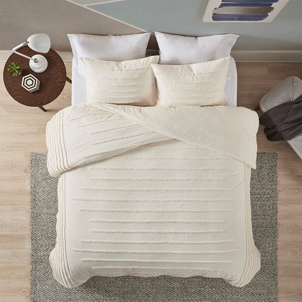 Urban Habitat Mercer 3 Piece Cotton Chenille Duvet Cover Set in Ivory, Full/Queen UH12-2319