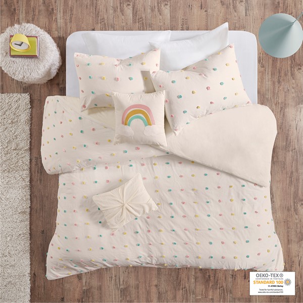 Urban Habitat Kids Callie Cotton Jacquard Pom Pom Duvet Cover Set, Twin/Twin XL UHK12-0138