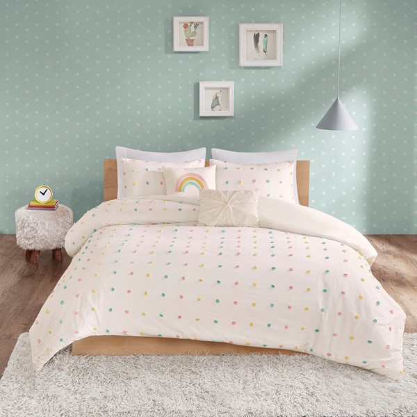 Urban Habitat Kids Callie Cotton Jacquard Pom Pom Duvet Cover Set, Twin/Twin XL UHK12-0138