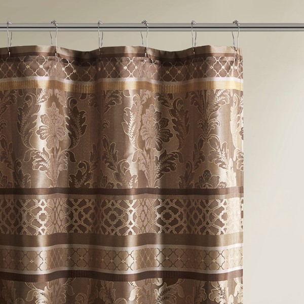 Madison Park Bellagio Jacquard Shower Curtain in Brown, 72x72" MP70-3035