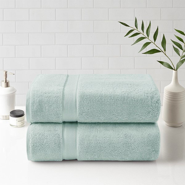 Madison Park Signature 800GSM 100% Cotton Bath Sheet 2 Piece Set in Seafoam, 34x68" - 2PK MPS73-528