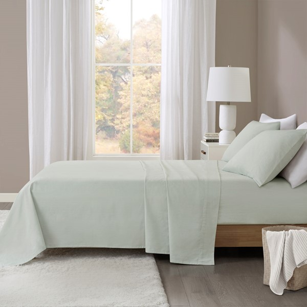 Beautyrest Oversized Cotton Flannel 4 Piece Sheet Set in Seafoam Solid, King BR20-1846