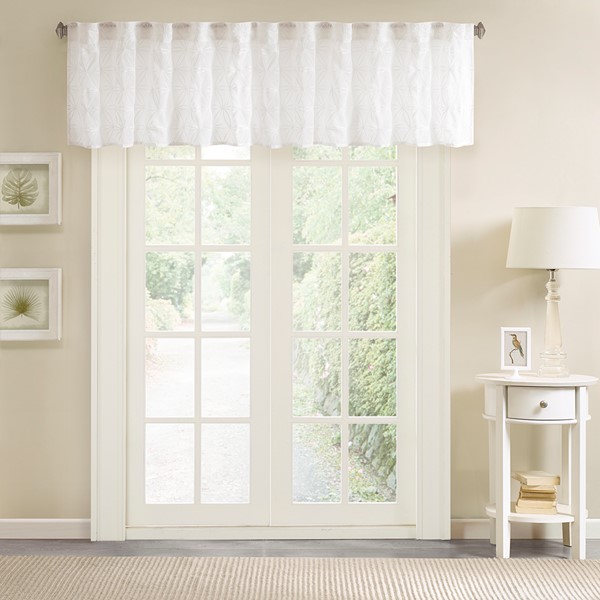 Madison Park Gemma Sheer Embroidered Window Valance in White, 50x18" MP41-2096