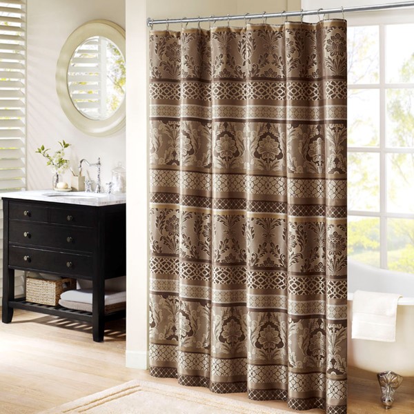 Madison Park Bellagio Jacquard Shower Curtain in Brown, 72x72" MP70-3035