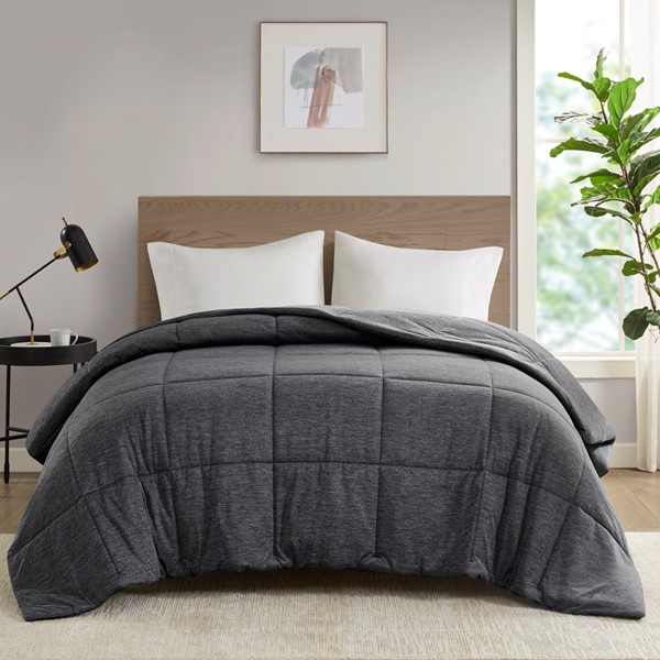 Urban Habitat Comfort Cool Jersey Knit Oversized Down Alternative Comforter in Black, Full/Queen UH10-2507