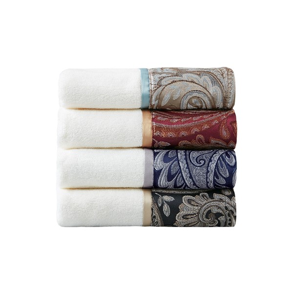 Madison Park Aubrey 6 Piece Jacquard Towel Set in Burgundy, 6-Piece MP73-7450