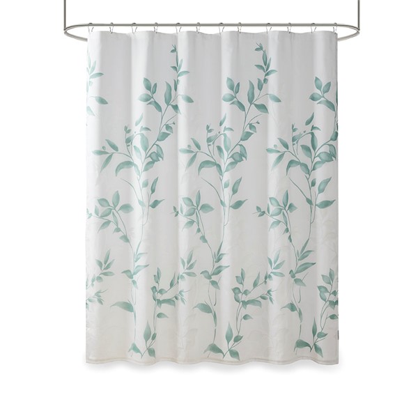 Madison Park Cecily Burnout Printed Shower Curtain in Seafoam, 72x72" MP70-6631