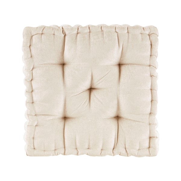 Intelligent Design Azza Poly Chenille Square Floor Pillow Cushion in Ivory, 20x20" ID31-1525