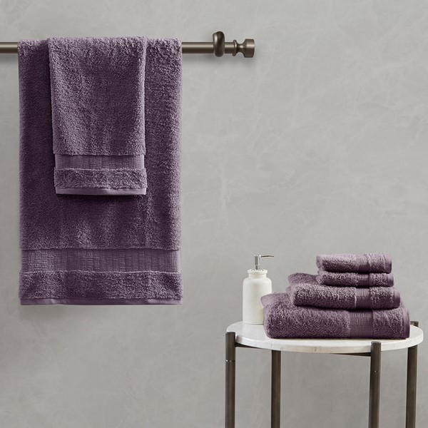 Madison Park Signature Luce 100% Egyptian Cotton 6 Piece Towel Set in Purple, 6-Piece MPS73-429