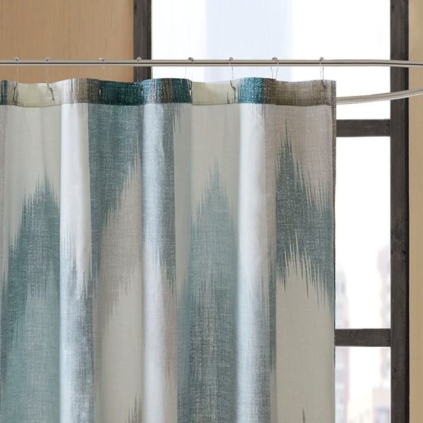 INK+IVY Alpine Cotton Printed Shower Curtain in Aqua, 72x72" II70-779