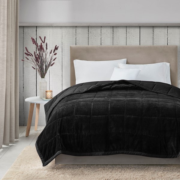 Madison Park Coleman Reversible HeiQ Smart Temperature Down Alternative Blanket in Black, Full/Queen MP51-8193