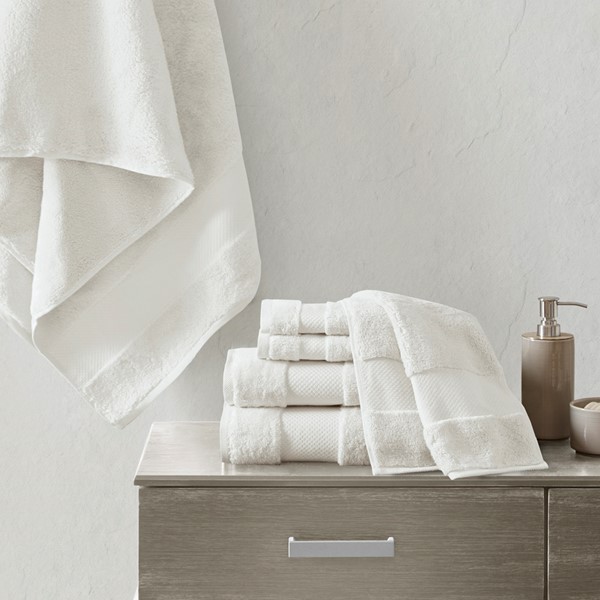 Madison Park Signature Turkish Cotton 6 Piece Bath Towel Set in White, 6-Piece MPS73-349