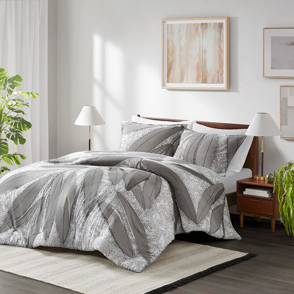 Urban Habitat Adrian Botanical Cotton Duvet Cover Set in Gray, King/Cal King UH12-2530